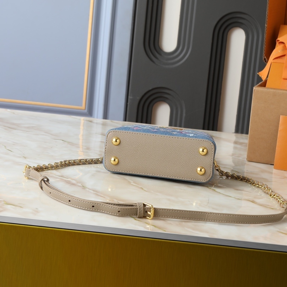 LOUIS VUITTON CAPUCINES MINI DENIM BLUE 21CM M12947 LOUIS VUITTON CAPUCINES MINI DENIM BLUE 21CM M12947