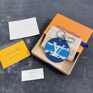 LOUIS VUITTON MONOGRAM ESCALE BAG CHARM KEY HOLDER BLUE AND WHITE 13CM M69272