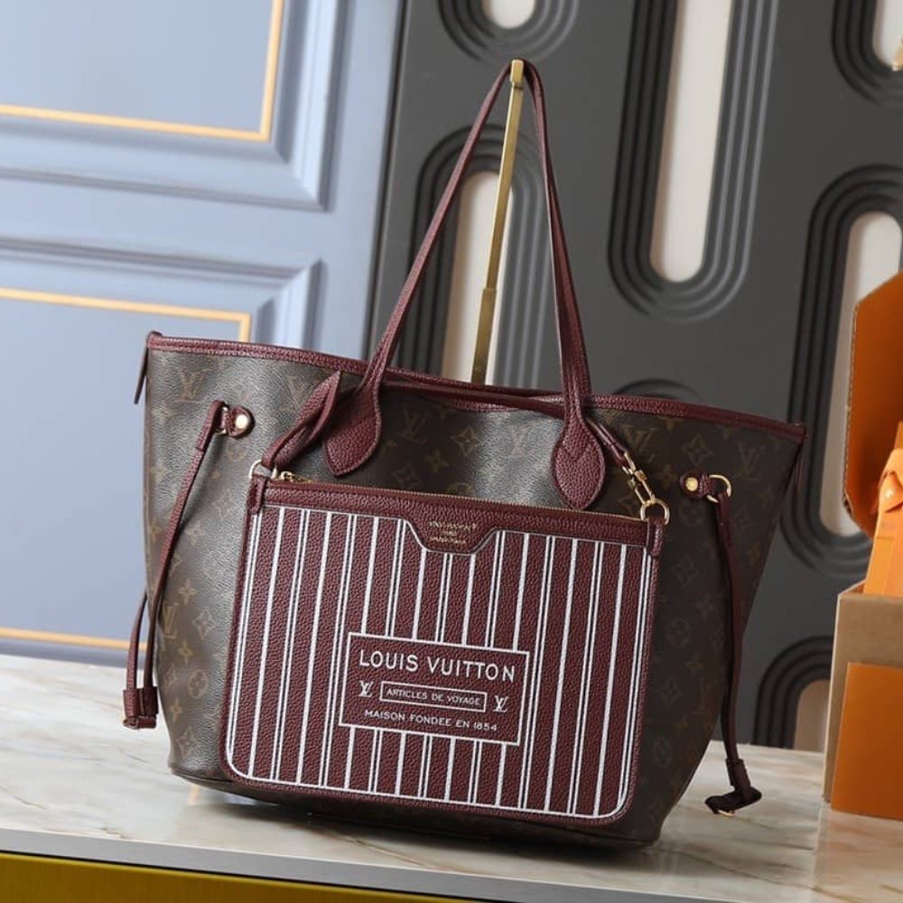 LOUIS VUITTON NEVERFULL INSIDE OUT MM MONOGRAM WINE 31CM M25663 LOUIS VUITTON NEVERFULL INSIDE OUT MM MONOGRAM WINE 31CM M25663