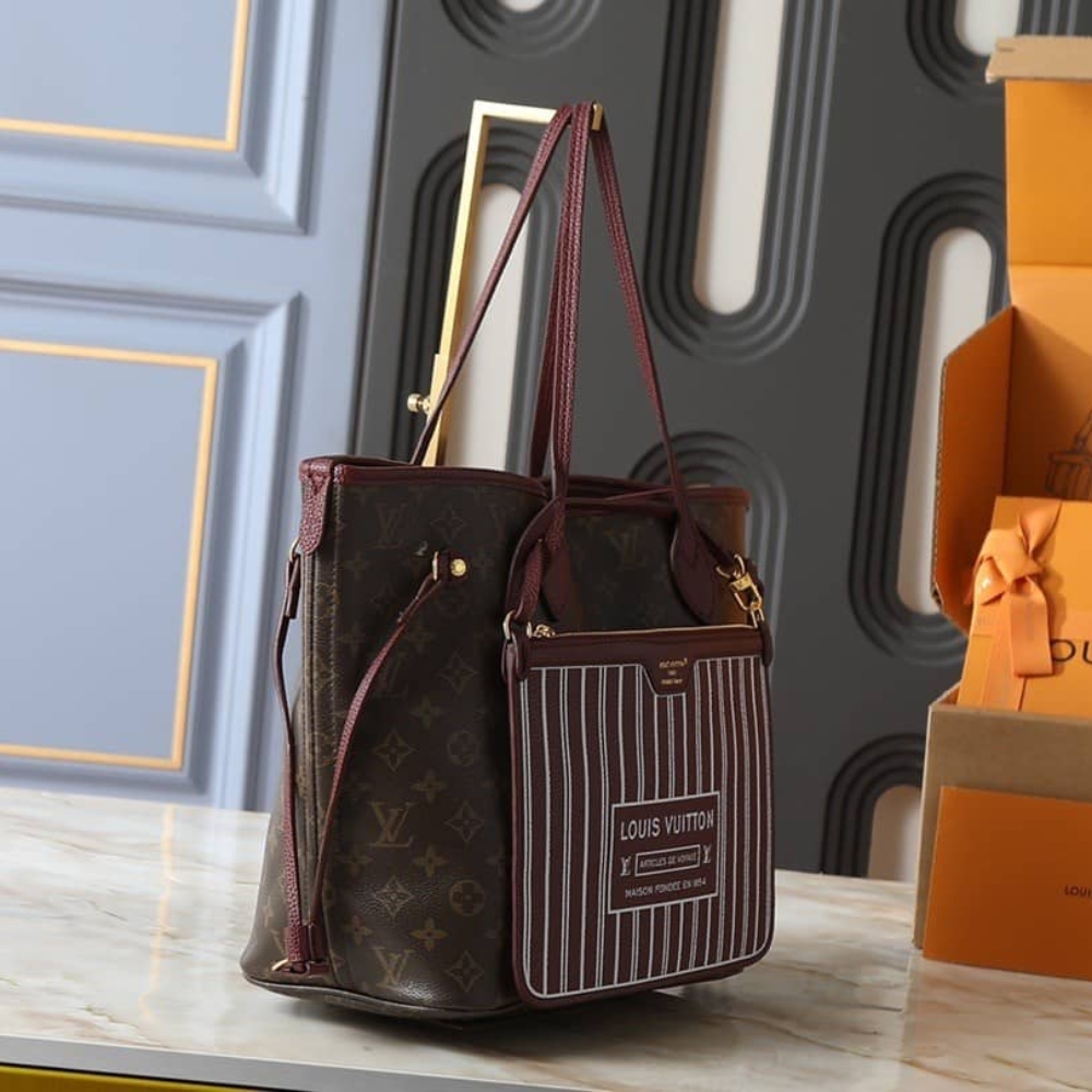 LOUIS VUITTON NEVERFULL INSIDE OUT MM MONOGRAM WINE 31CM M25663 LOUIS VUITTON NEVERFULL INSIDE OUT MM MONOGRAM WINE 31CM M25663