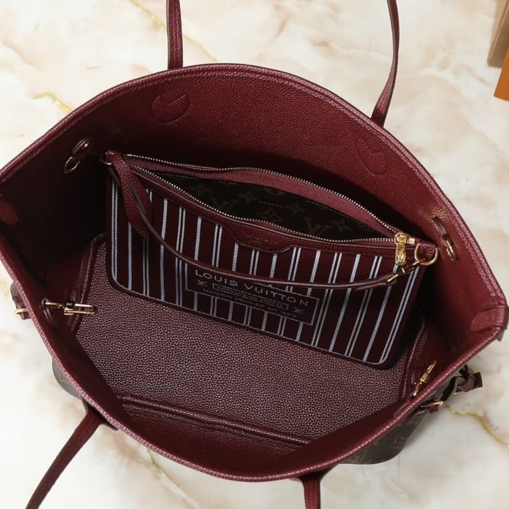 LOUIS VUITTON NEVERFULL INSIDE OUT MM MONOGRAM WINE 31CM M25663 LOUIS VUITTON NEVERFULL INSIDE OUT MM MONOGRAM WINE 31CM M25663