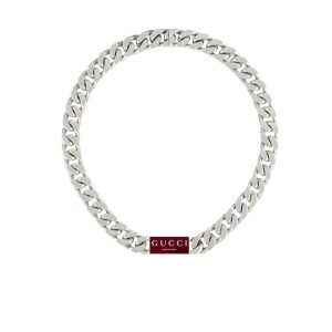 GUCCI ENAMEL CHAIN NECKLACE IN 925 STERLING SILVER