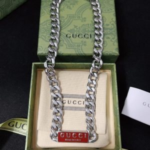 GUCCI ENAMEL CHAIN NECKLACE IN 925 STERLING SILVER