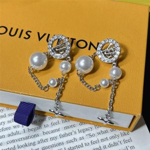 LOUIS VUITTON MIDNIGHT PEARL EARRINGS PALLADIUM M02888