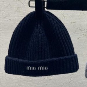 MIUMIU WOOL BEANIE NAVY BLUE