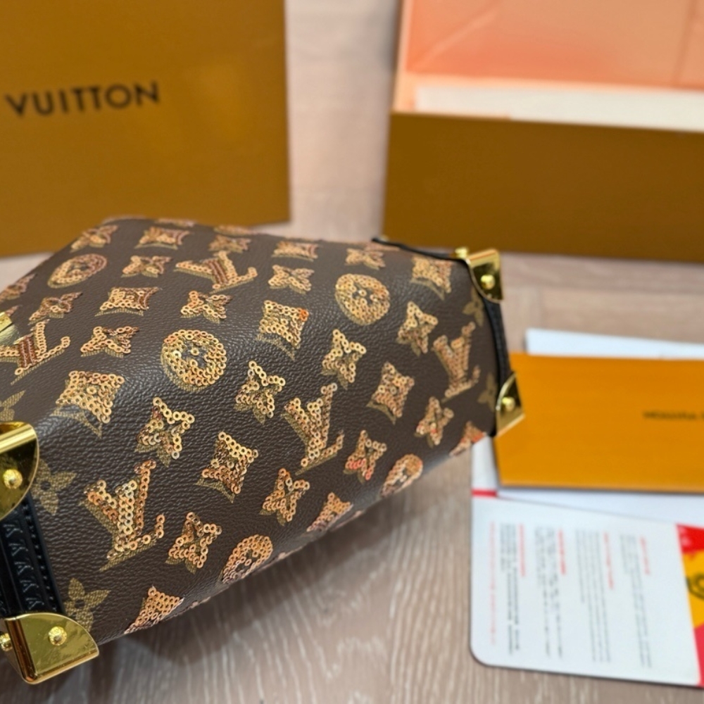 LOUIS VUITTON SIDE TRUNK MM MONOGRAM CANVAS BROWN 23CM LOUIS VUITTON SIDE TRUNK MM MONOGRAM CANVAS BROWN 23CM