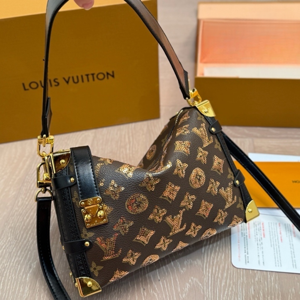 LOUIS VUITTON SIDE TRUNK MM MONOGRAM CANVAS BROWN 23CM LOUIS VUITTON SIDE TRUNK MM MONOGRAM CANVAS BROWN 23CM