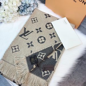 LOUIS VUITTON LOGOMANIA SHINE SCARF BEIGE 180CM