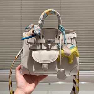 HERMES BIRKIN CARGO 25 TRAVEL BAG WHITE TOILE GOELAND 25CM