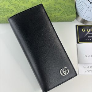 GUCCI GG MARMONT LONG WALLET SILVER METAL BLACK 18CM