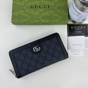 GUCCI OPHIDIA ZIP AROUND WALLET DARK BLUE 19CM 706844 UULBN 4055