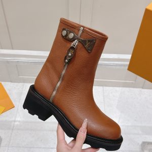 LOUIS VUITTON LV BEAUBOURG ANKLE BOOT BROWN 1AIDEG