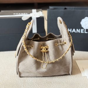 CHANEL 25 SMALL HANDBAG GOLD TONE METAL LIGHT GRAY 25CM