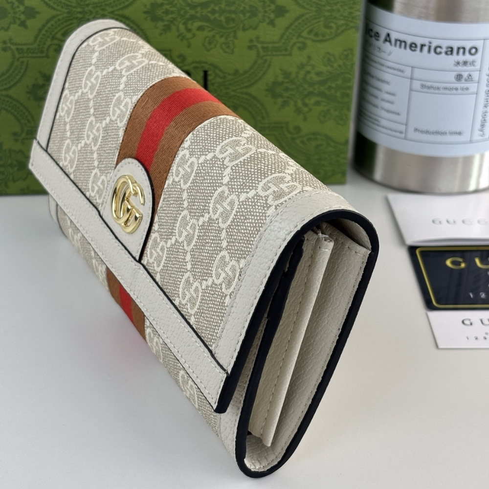 GUCCI OPHIDIA CONTINENTAL WALLET WHITE GG SUPREME 19CM GUCCI OPHIDIA CONTINENTAL WALLET WHITE GG SUPREME 19CM