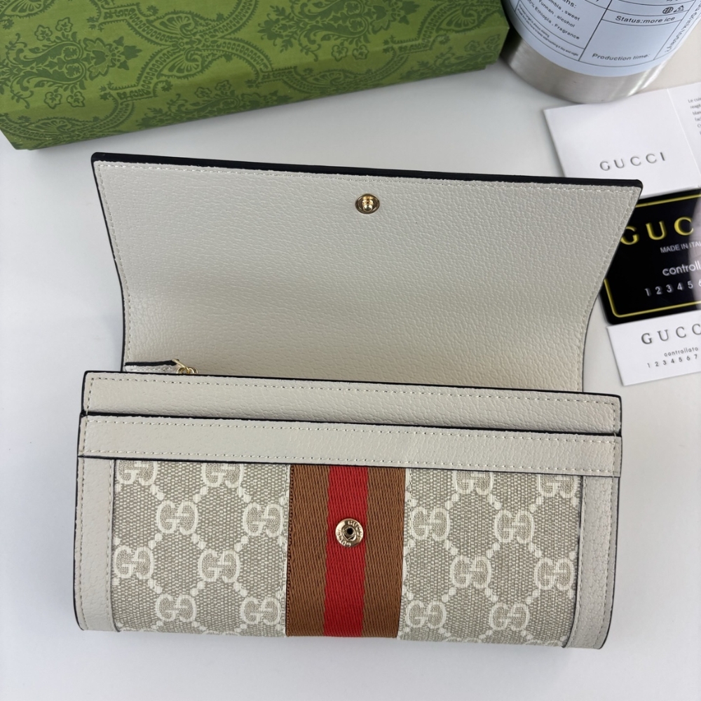 GUCCI OPHIDIA CONTINENTAL WALLET WHITE GG SUPREME 19CM GUCCI OPHIDIA CONTINENTAL WALLET WHITE GG SUPREME 19CM