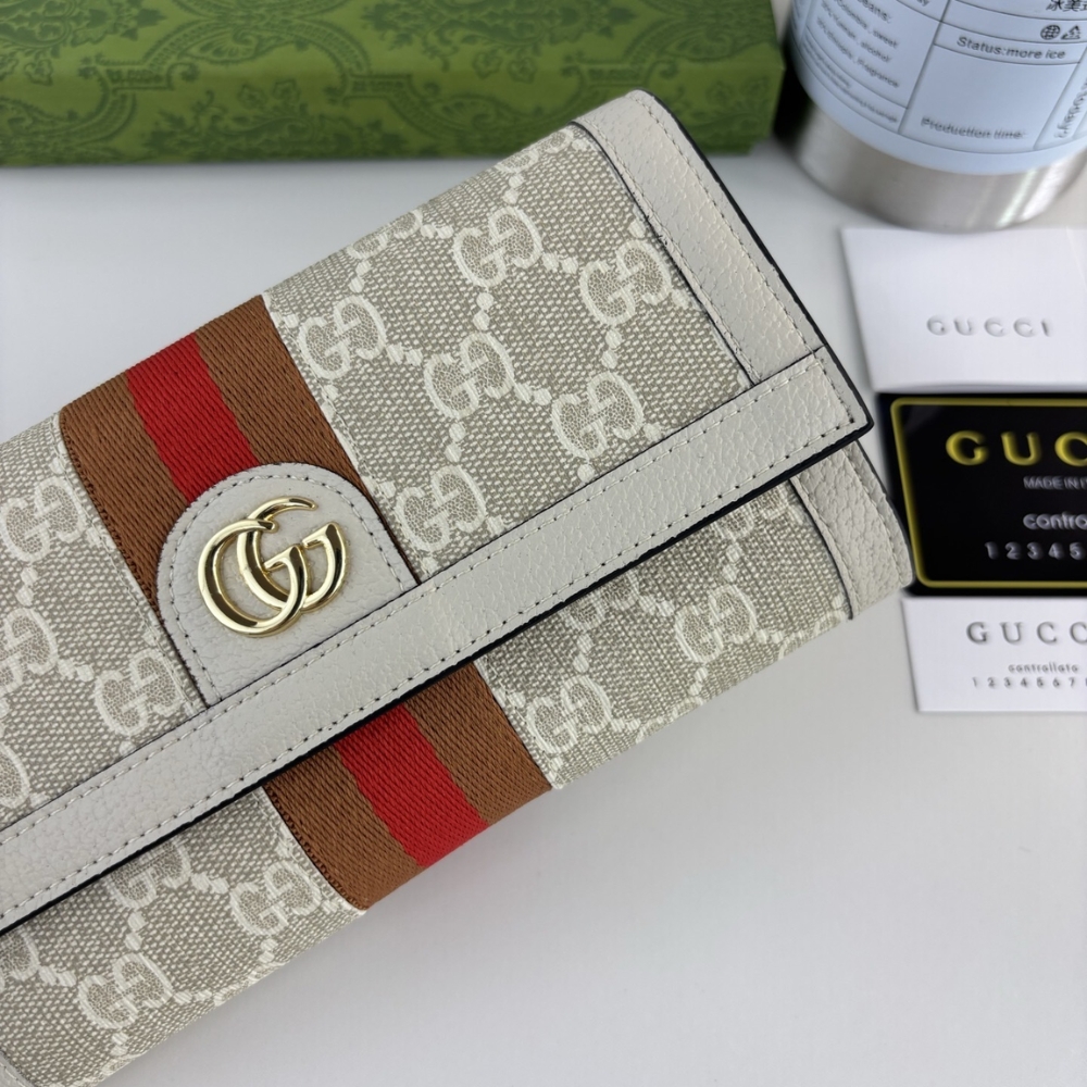 GUCCI OPHIDIA CONTINENTAL WALLET WHITE GG SUPREME 19CM GUCCI OPHIDIA CONTINENTAL WALLET WHITE GG SUPREME 19CM