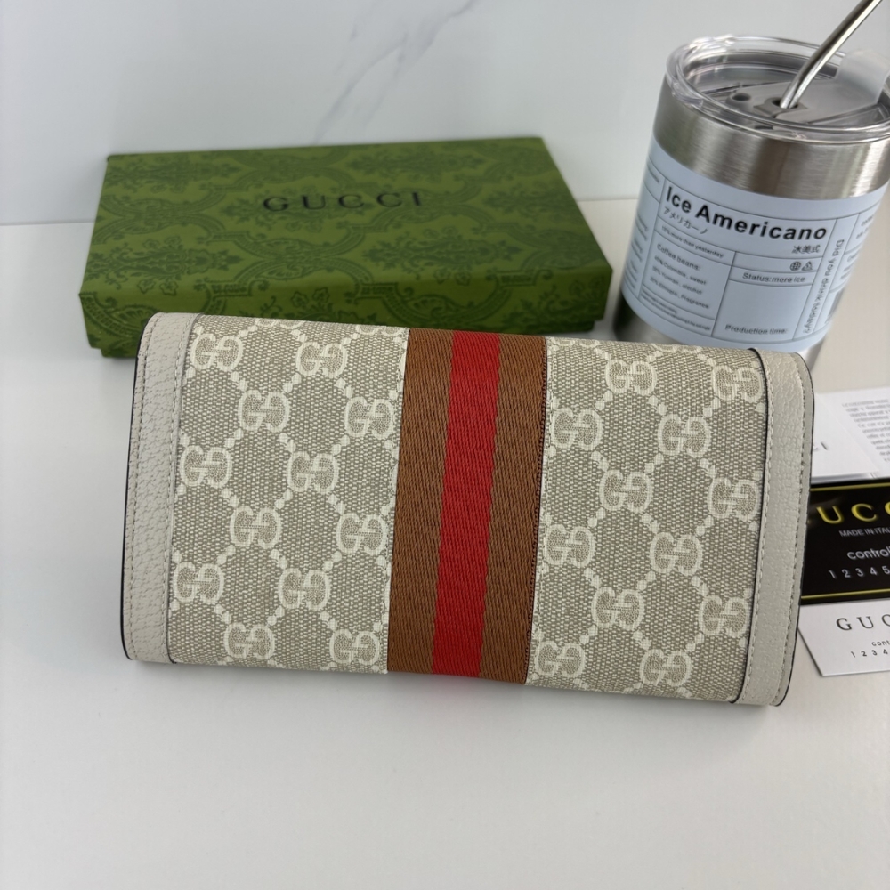 GUCCI OPHIDIA CONTINENTAL WALLET WHITE GG SUPREME 19CM GUCCI OPHIDIA CONTINENTAL WALLET WHITE GG SUPREME 19CM