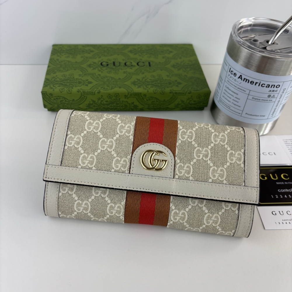 GUCCI OPHIDIA CONTINENTAL WALLET WHITE GG SUPREME 19CM GUCCI OPHIDIA CONTINENTAL WALLET WHITE GG SUPREME 19CM