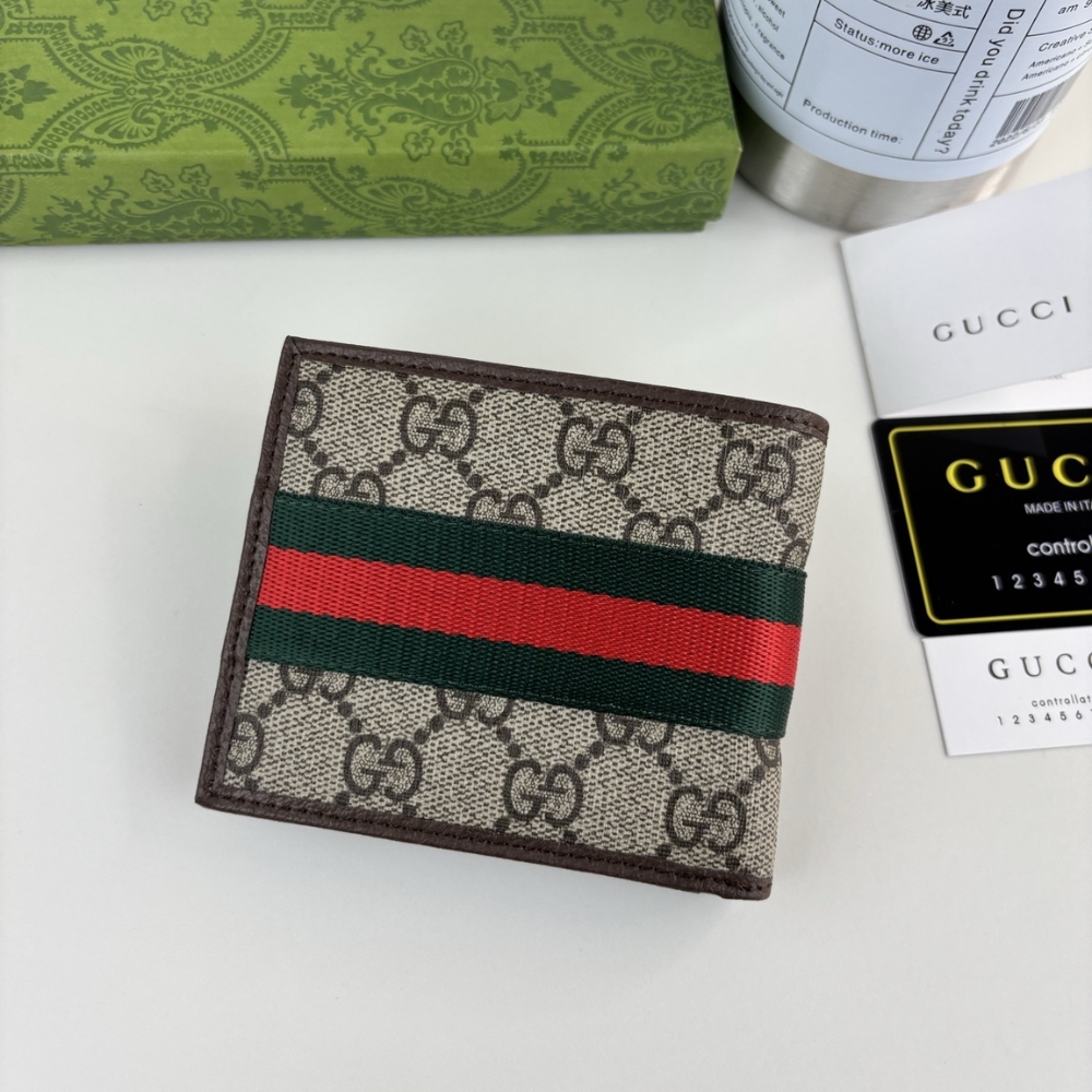 GUCCI OPHIDIA BI FOLD WALLET BEIGE AND DARK BROWN 11CM GUCCI OPHIDIA BI FOLD WALLET BEIGE AND DARK BROWN 11CM
