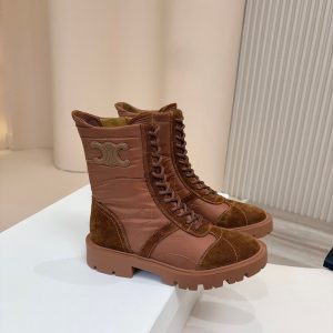 CELINE MARGARET BOOT IN NYLON AND SUEDE BROWN