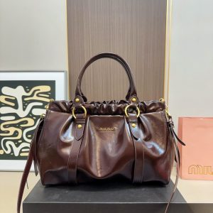 MIU MIU SIDE RIBBON 2WAY HANDBAG BURGUNDY 33CM