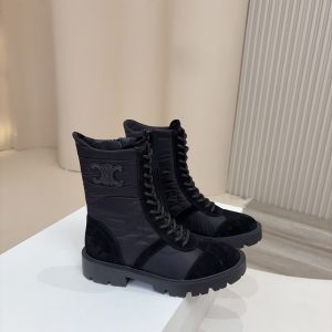 CELINE MARGARET BOOT IN NYLON AND SUEDE BLACK