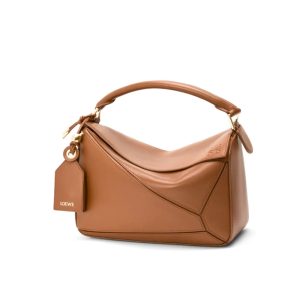 LOEWE SMALL FEATHERLIGHT PUZZLE BAG BROWN 24CM