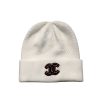 CHANEL CC LOGO CASHMERE BEANIE WHITE