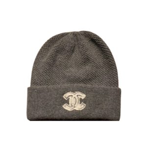 CHANEL CC LOGO CASHMERE BEANIE GRAY