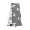 CHANEL SCARF INTERLOCKING CC LOGO GRAY AND WHITE 180CM