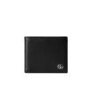 GUCCI GG MARMONT LEATHER BI FOLD WALLET SILVER METAL BLACK 11CM