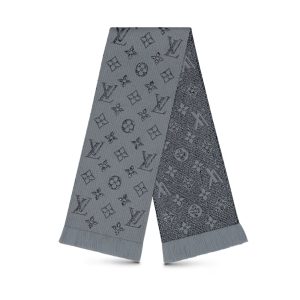 LOUIS VUITTON LOGOMANIA SHINE SCARF GRAY 180CM