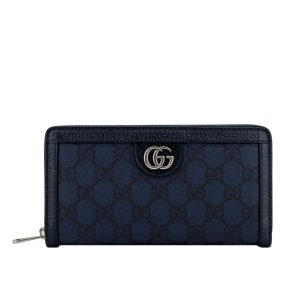 GUCCI OPHIDIA ZIP AROUND WALLET DARK BLUE 19CM 706844 UULBN 4055