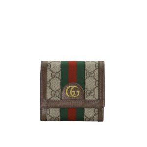GUCCI OPHIDIA CARD CASE WALLET BROWN SUPREME 12CM