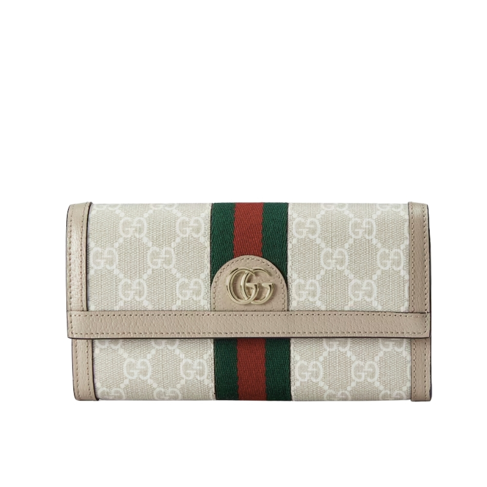 GUCCI OPHIDIA CONTINENTAL WALLET BEIGE AND WHITE GG SUPREME GUCCI OPHIDIA CONTINENTAL WALLET BEIGE AND WHITE GG SUPREME