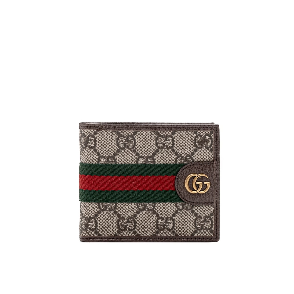 GUCCI OPHIDIA BI FOLD WALLET BEIGE AND DARK BROWN 11CM GUCCI OPHIDIA BI FOLD WALLET BEIGE AND DARK BROWN 11CM