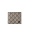 GUCCI BROWN INTERIOR GG BI FOLD WALLET BEIGE AND EBONY SUPREME 11CM