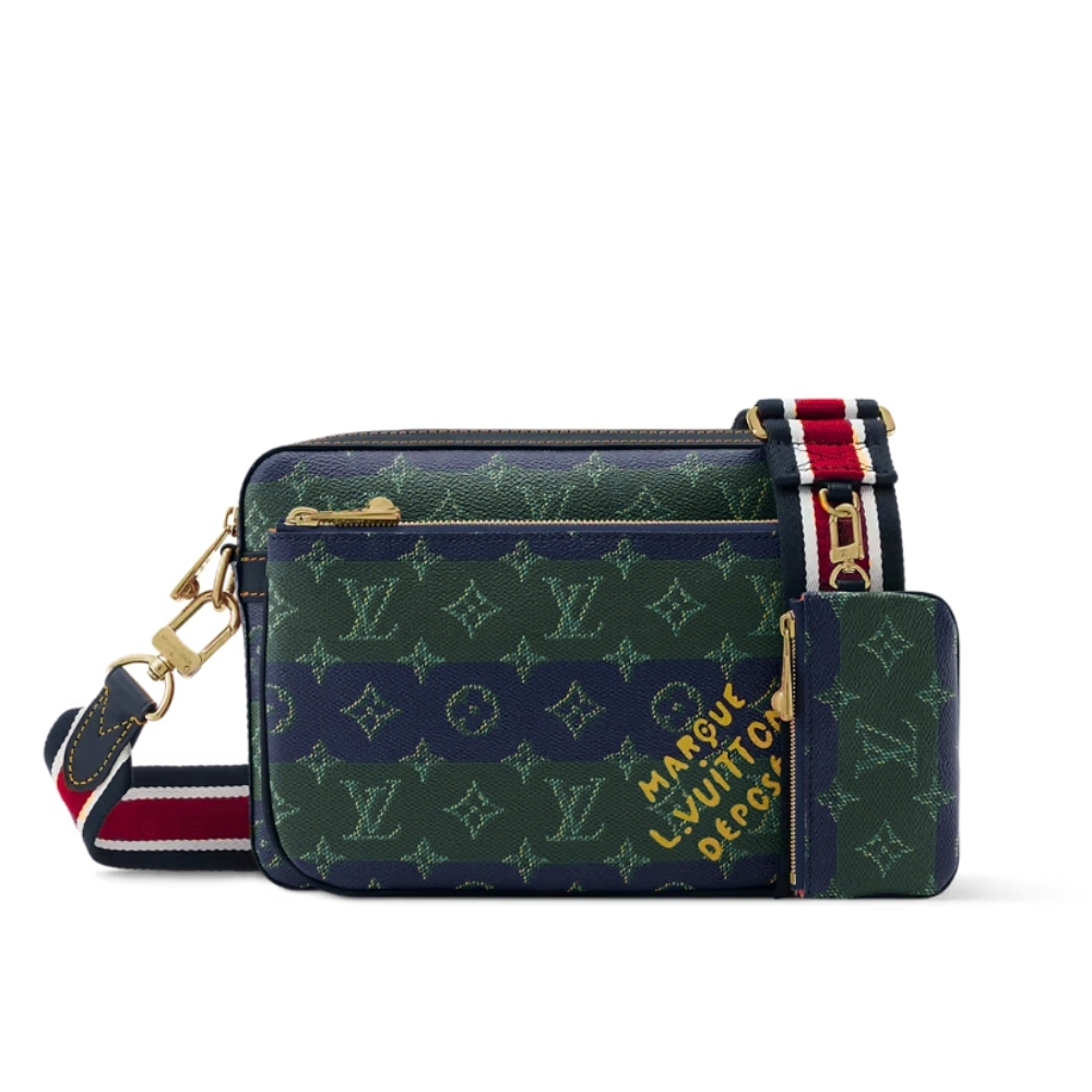LOUIS VUITTON TRIO MESSENGER BLUE STRIPES 25CM M26026 LOUIS VUITTON TRIO MESSENGER BLUE STRIPES 25CM M26026