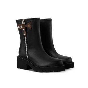 LOUIS VUITTON LV BEAUBOURG ANKLE BOOT BLACK 1AIDD4