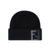 FENDI BEANIE BLACK WOOL HAT BLACK