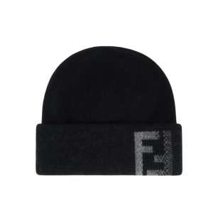 FENDI BEANIE BLACK WOOL HAT BLACK
