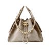 CHANEL 25 SMALL HANDBAG GOLD TONE METAL LIGHT GRAY 25CM