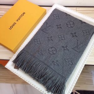 LOUIS VUITTON LOGOMANIA SHINE SCARF GRAY 180CM
