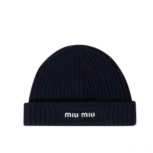 MIUMIU WOOL BEANIE NAVY BLUE