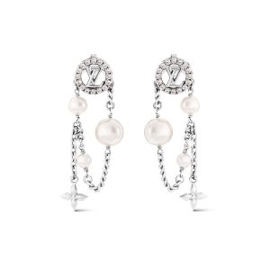 LOUIS VUITTON MIDNIGHT PEARL EARRINGS PALLADIUM M02888