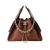 CHANEL 25 SMALL HANDBAG GOLD TONE METAL BROWN 26CM