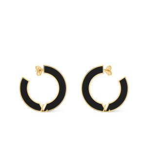 LOUIS VUITTON LV INITIALES EARRINGS BLACK M03026