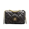 CHANEL 19 FLAP BAG SHINY GOLD AND SILVER TONE BLACK 30CM