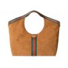 GUCCI GIGLIO LARGE TOTE BAG GG SUEDE BROWN 60CM