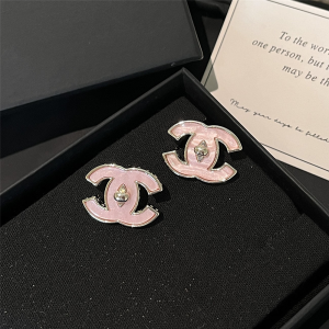 CHANEL STUD EARRINGS PINK GOLD